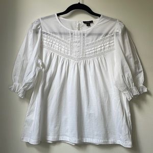 NWT J. Crew puff sleeve shirt with lace detail. Size Small